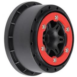 Click here to learn more about the Pro-line Racing Sixer 2.2/3.0 Red/Black Bead-Loc R Wheels (2): SLH.
