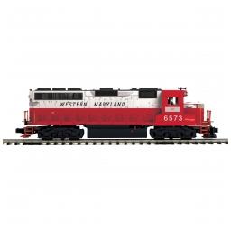 Click here to learn more about the M.T.H. Electric Trains O-27 GP40 w/PS3 Hi-Rail, WM #6573.
