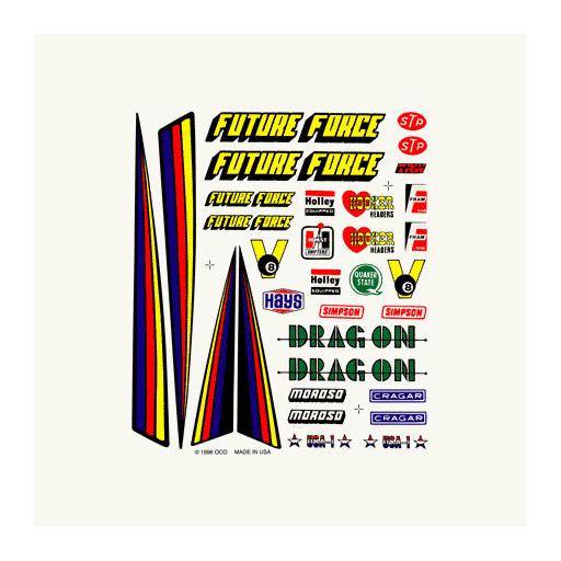 Pinecar Dry Transfer Decals, Drag Racer