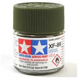 Click here to learn more about the Tamiya America, Inc Acrylic Mini XF-89 Dark Green 2, 10ml Bottle.