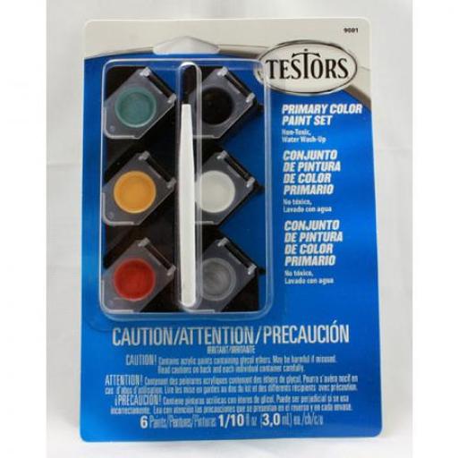 Testor Corp. 1/10oz,  Acrylic Pots, 6pk, Primary Colors