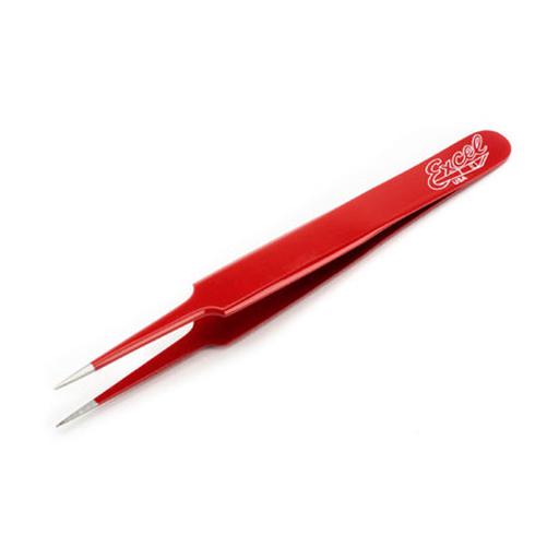 Excel Hobby Blade Corp Straight Point Tweezers, Red