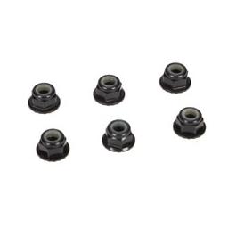 Click here to learn more about the Team Losi Racing 4mm Aluminum Serrated Lock Nuts, Black (6).