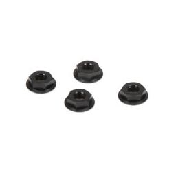 Click here to learn more about the Team Losi Racing M4 Aluminum Serrated Nuts, Low Profile, Black (4).