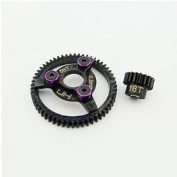 Click here to learn more about the Hot Racing Steel Pinion and Spur Gear(18t/56t 32p)(Purp):TRA.