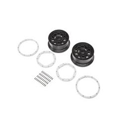 Click here to learn more about the Losi Wheel, Black; Beadlock, Silver (2): DBXL-E.