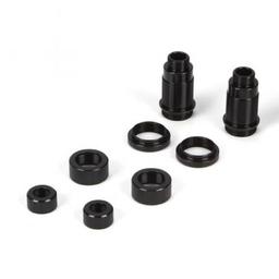 Click here to learn more about the Losi Front Shock Body Set, Al, Black: Mini 8ight,DB.