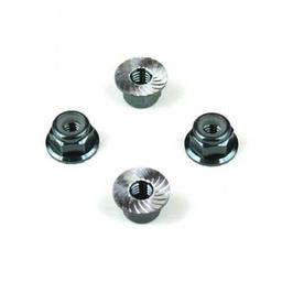 Click here to learn more about the TEKNO RC LLC M4 Locknuts (Alum, Flanged, Serrated, Black, 4pcs).