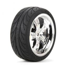 Click here to learn more about the Vaterra Mounted FR 5-Spoke Wheel/Tire 54x26mm Chrome (2).
