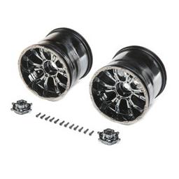 Click here to learn more about the Losi 420S Force Wheel w/cap, Blk Chrome (2): LST.