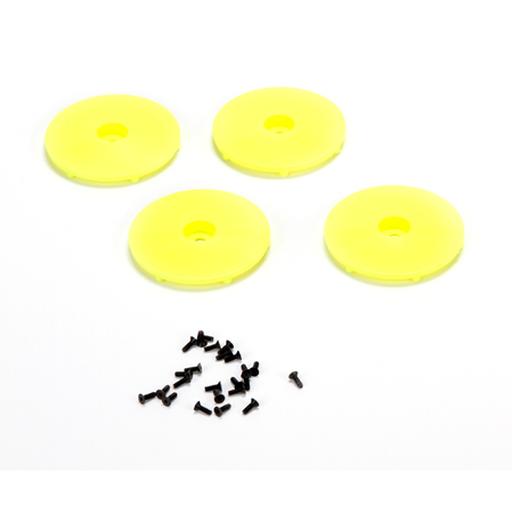 Team Losi Racing Wheel Disk, FL Yellow w/Screws (4): 22SCT/2.0