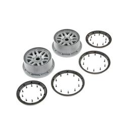 Click here to learn more about the Losi Wheel & Beadlock Set, Grey (2): 5ive-T 2.0.