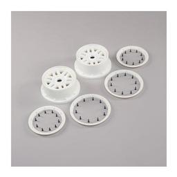 Click here to learn more about the Losi Wheel & Beadlock Set, White (2): 5ive-T 2.0.