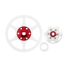 Click here to learn more about the Microheli Co., Ltd CNC Delrin Main Gear w/ Hub Set, Red, Blade 130X.