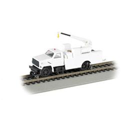 Click here to learn more about the Bachmann Industries HO Hi-Rail Truck w/DCC & Crane, MOW/White.