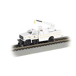 Click here to learn more about the Bachmann Industries HO Hi-Rail Truck w/DCC & Crane, UP/White/Yellow.