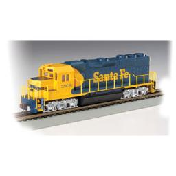 Click here to learn more about the Bachmann Industries HO GP40 w/DCC, SF/Blue/Yellow #3508.