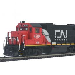 Click here to learn more about the M.T.H. Electric Trains HO GP38-2 w/PS3, CN # 4704.