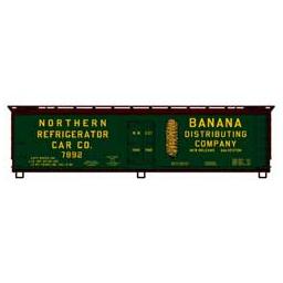 Click here to learn more about the Accurail HO KIT 40'' Wood Reefer, Northern Reefer Co Bananas.