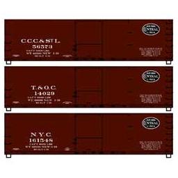 Click here to learn more about the Accurail USRA Dbl-Sheath Wood Box Car 3-Car Set, HO.