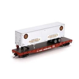 Click here to learn more about the Athearn HO RTR 50'' Flat w/40'' Trailer, CN #663462.