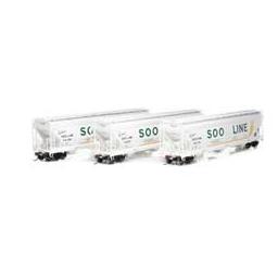 Click here to learn more about the Athearn HO ACF 4600 3-Bay Centerflow Hopper, SOO (3).