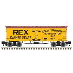 Click here to learn more about the Atlas Model Railroad HO 36'' Wood Reefer, Rex Canned Meats  #1090.