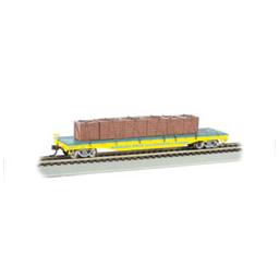 Click here to learn more about the Bachmann Industries HO Flat Car w/Crate Load, Ringling Bros/Yellow.