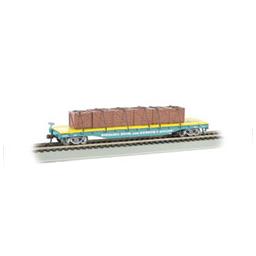 Click here to learn more about the Bachmann Industries HO Flat Car w/Crate Load, Ringling Bros/Blue.