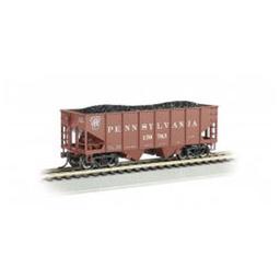 Click here to learn more about the Bachmann Industries HO 55-Ton 2-Bay Hopper w/Coal Load, PRR #150703.