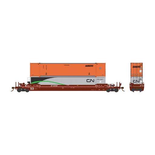 Rapido Trains Inc. HO 53''Well Car w/2 Containers, CPR #527332