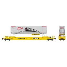Click here to learn more about the Rapido Trains Inc. HO 53''Well Car w/2 Containers, DTTX/TTX Co #645039.