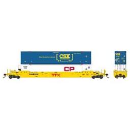 Click here to learn more about the Rapido Trains Inc. HO 53''Well Car w/2 Containers, DTTX/TTX Co #65219.