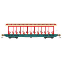Click here to learn more about the Bachmann Industries HO Open Excursion Car, Amusement Park/Red/Aqua.