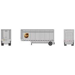 Click here to learn more about the Athearn HO RTR 28'' Drop Sill Trailer, UPS w/Shield #292246.