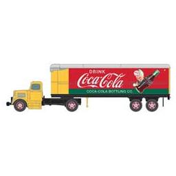 Click here to learn more about the Classic Metal Works HO White WC22 Tractor Trailer Set, Coke/Yellow/Red.