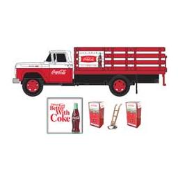 Click here to learn more about the Classic Metal Works HO 1960 Ford Stakebed Truck w/Hand Truck/Sign,Coke.