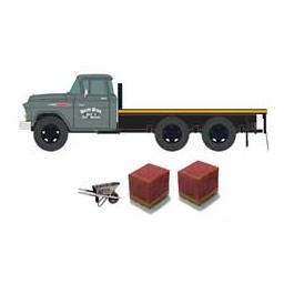 Click here to learn more about the Classic Metal Works HO 1957 Flatbed Truck w/Bricks, Blocks,Wheelbarrow.