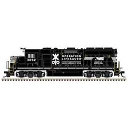 Click here to learn more about the Atlas Model Railroad N GP40-2, NS/Operation Lifesaver #3045.