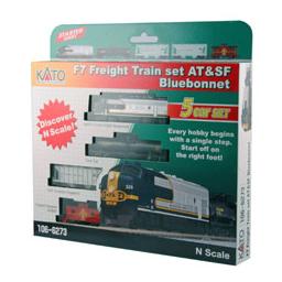 Click here to learn more about the Kato USA, Inc. N F7A w/DCC Freight Set, SF/Blue Bonnet.