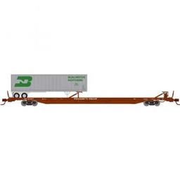Click here to learn more about the Athearn N F89-F89''8" TOFC Flat w/40 Trailer, TTX/Brown/BN.