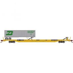 Click here to learn more about the Athearn N F89-F89''8" TOFC Flat w/40 Trailer, TTX/Yellow/BN.
