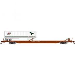 Click here to learn more about the Athearn N F89-F89''8" TOFC Flat w/40 Trailer,TTX/Brown/C&NW.