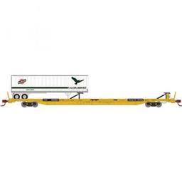 Click here to learn more about the Athearn N F89-F89''8" TOFC Flat w/40Trailer,TTX/Yellow/C&NW.