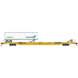 Click here to learn more about the Athearn N F89-F89''8" TOFC Flat w/40 Trailer, TTX/Yellow/CR.
