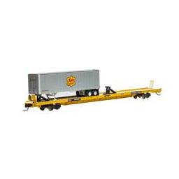 Click here to learn more about the Athearn N F89-F89''8" TOFC Flat w/40 Trailer,TTX/Yellow/MKT.