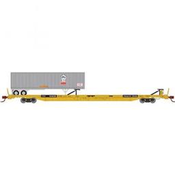Click here to learn more about the Athearn N F89-F89''8"TOFC Flat w/40 Trailer,TTX/Yellow/SLSF.