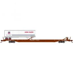 Click here to learn more about the Athearn N F89-F89''8" TOFC Flat w/40 Trailer, TTX/Brown/UP.