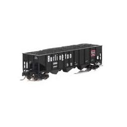 Click here to learn more about the Athearn N 40'''' 3-Bay Ribbed Hopper w/Load, CB&Q #172947.