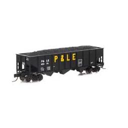 Click here to learn more about the Athearn N 40'''' 3-Bay Ribbed Hopper w/Load, P&LE #80376.
